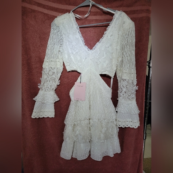 Avec Les Filles Women's Tiered Cutout Lace Minidress - Picture 7 of 8